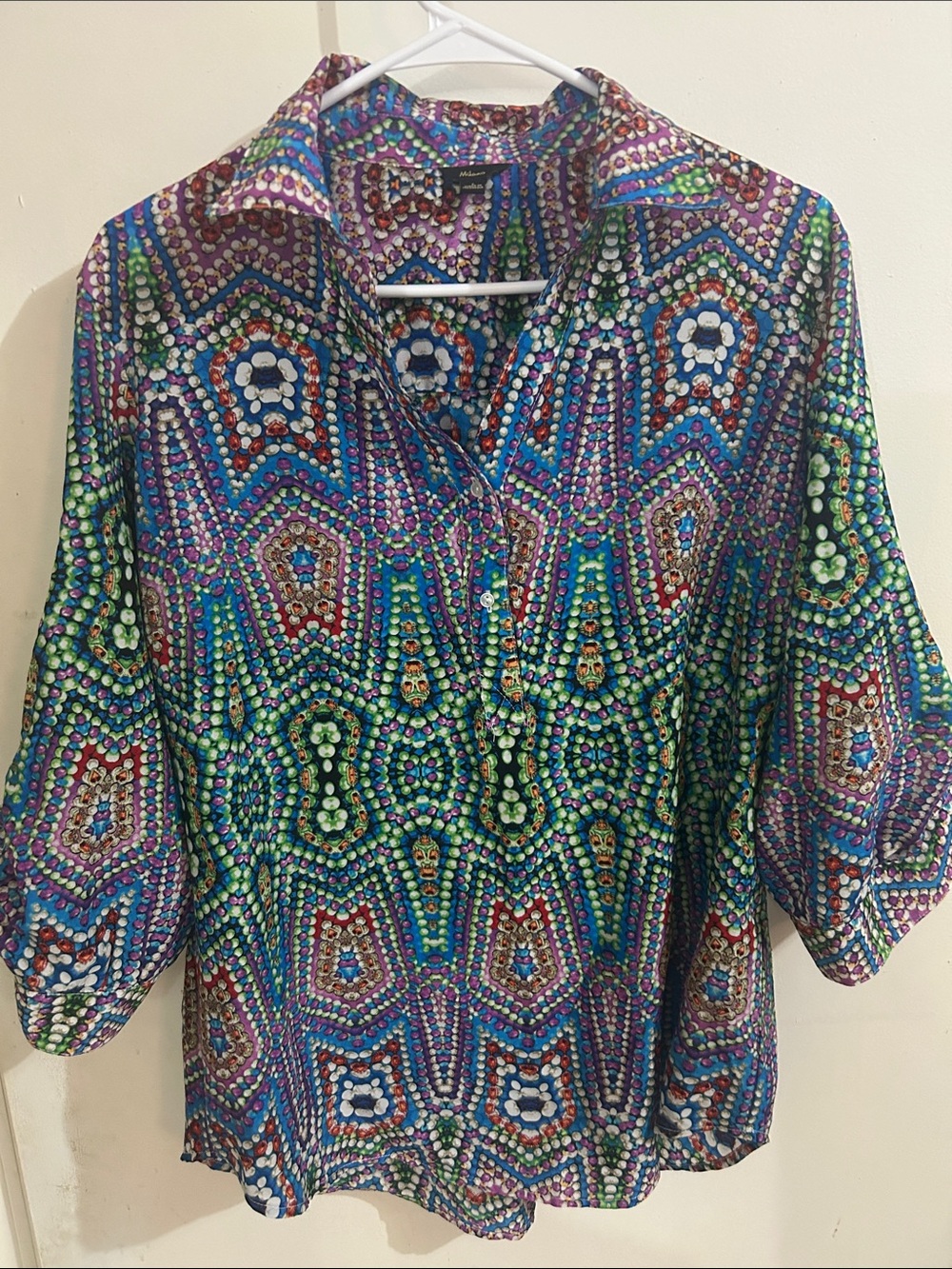 Milano Multicolor Mosaic-Print Relaxed Blouse
